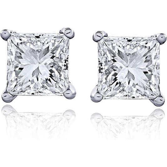 One to Six Carat Princess Cut Lab Grown Diamond Studs - Future Jewelry