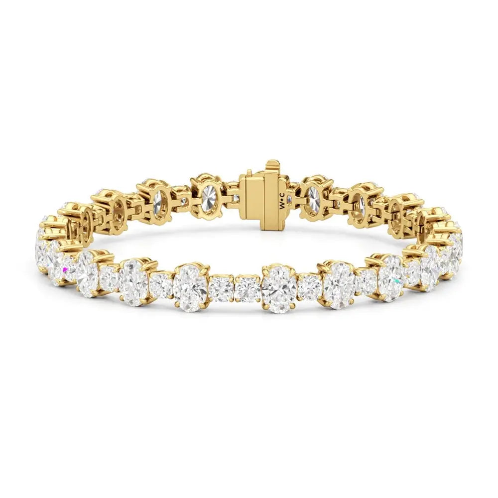 Oval and Cushion Cut Lab Grown Diamond Tennis Bracelet in 18K Gold, clasp view - Future Jewelry