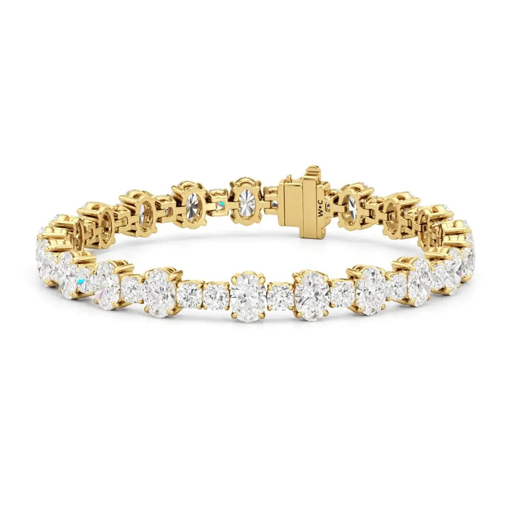 Oval and Cushion Cut Lab Grown Diamond Tennis Bracelet in 18K Gold - Future Jewelry