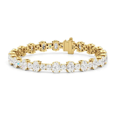 Oval and Cushion Lab Grown Diamond Tennis Bracelet, 18K Gold