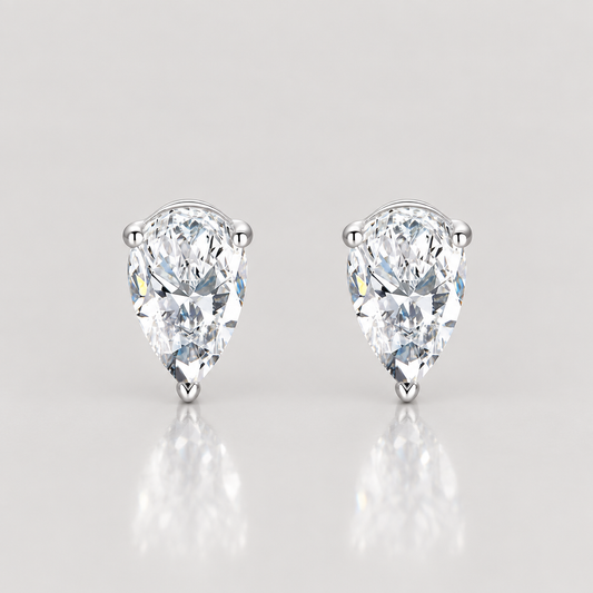 Pear Cut Lab Grown Diamond Stud Earrings in 18K White Gold - Future Jewelry