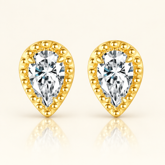 Pear Cut Lab Grown Diamond Stud Earrings in 18K Yellow Gold - Future Jewelry