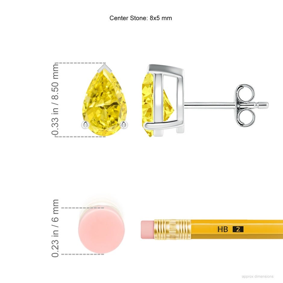 Pear - Shaped Lab - Grown Fancy Intense Yellow Diamond Solitaire Stud Earrings - Future Jewelry