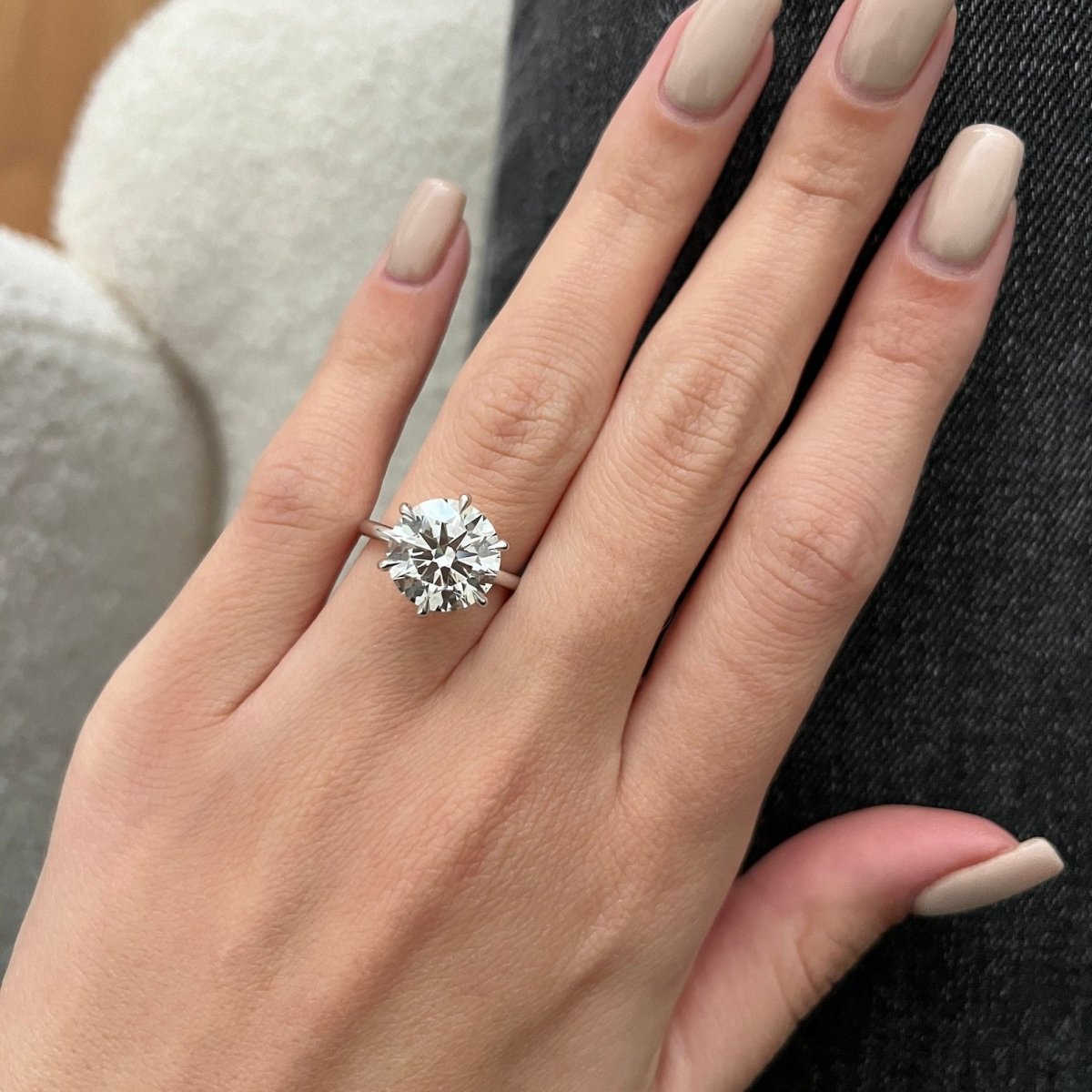 Platinum 5 Carat Round Cut Lab Grown Diamond Engagement Ring – IGI Certified - Future Jewelry