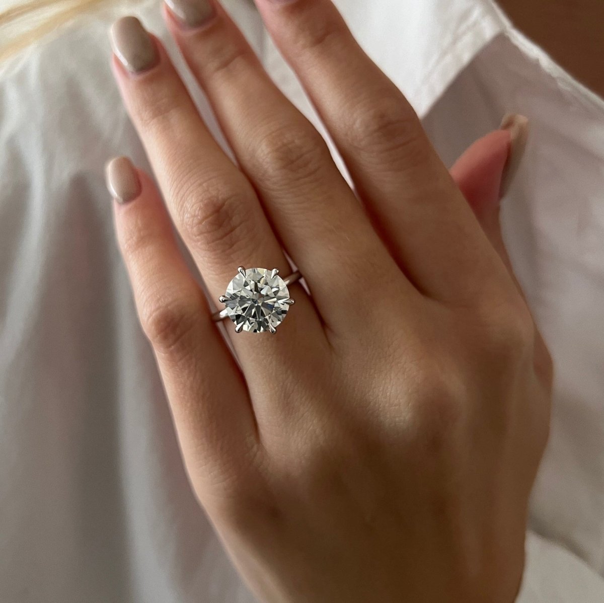 Platinum 5 Carat Round Cut Lab Grown Diamond Engagement Ring – IGI Certified - Future Jewelry