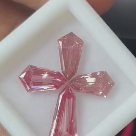 Diamond Cross in pink and white