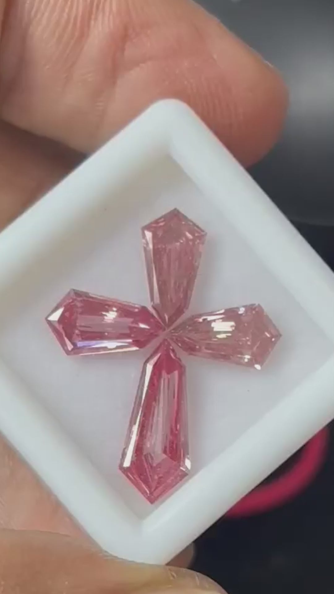 Diamond Cross in pink and white