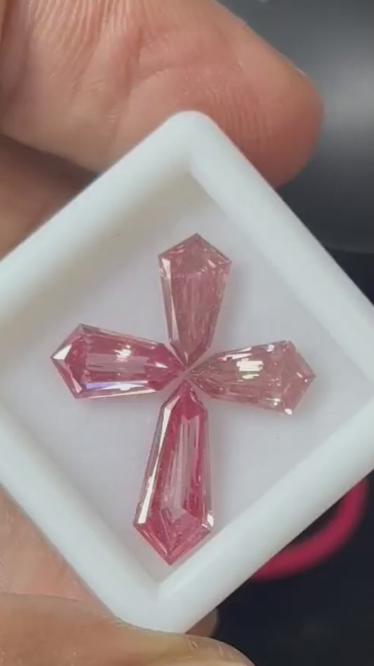 Diamond Cross in pink and white