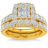 5 Carat Princess Cut Diamond Engagement and Wedding Ring Set, 14K Gold