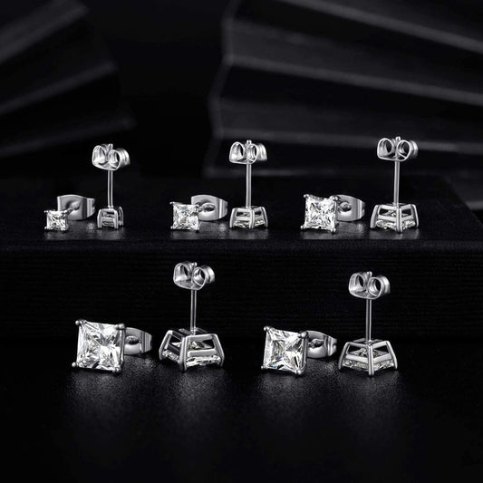 Princess Cut Lab Grown Diamond Stud Earring Set (5 Pairs) - Future Jewelry