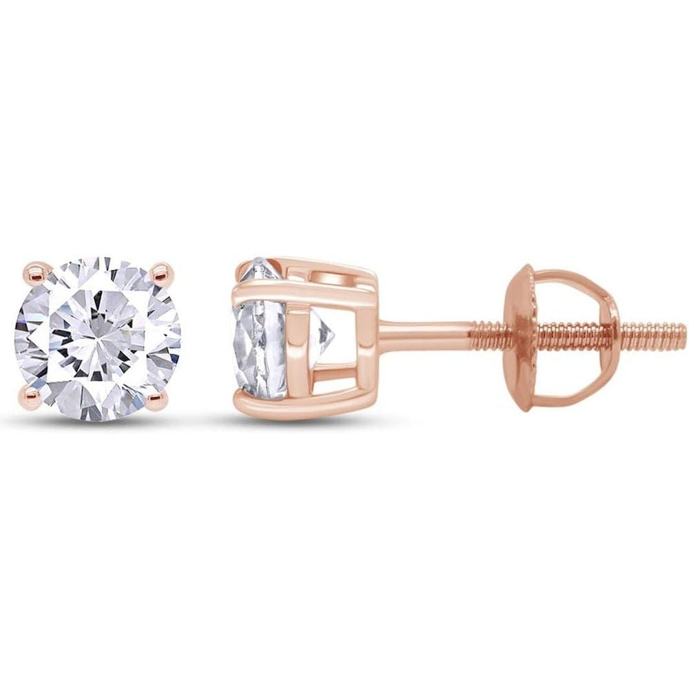 Round Lab Grown or Natural Diamond Stud (IGI Certified 0.70 ct & up) Popular Plus Quality Screw Back Earrings in 14k Solid Gold - Future Jewelry