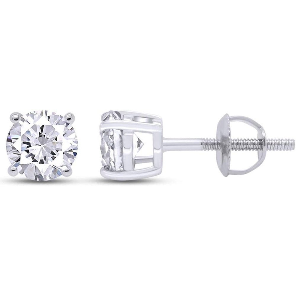 Round Lab Grown or Natural Diamond Stud (IGI Certified 0.70 ct & up) Popular Plus Quality Screw Back Earrings in 14k Solid Gold - Future Jewelry