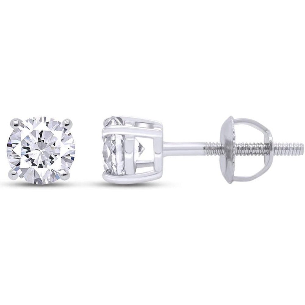 Round Lab Grown or Natural Diamond Stud (IGI Certified 0.70 ct & up) Popular Plus Quality Screw Back Earrings in 14k Solid Gold - Future Jewelry