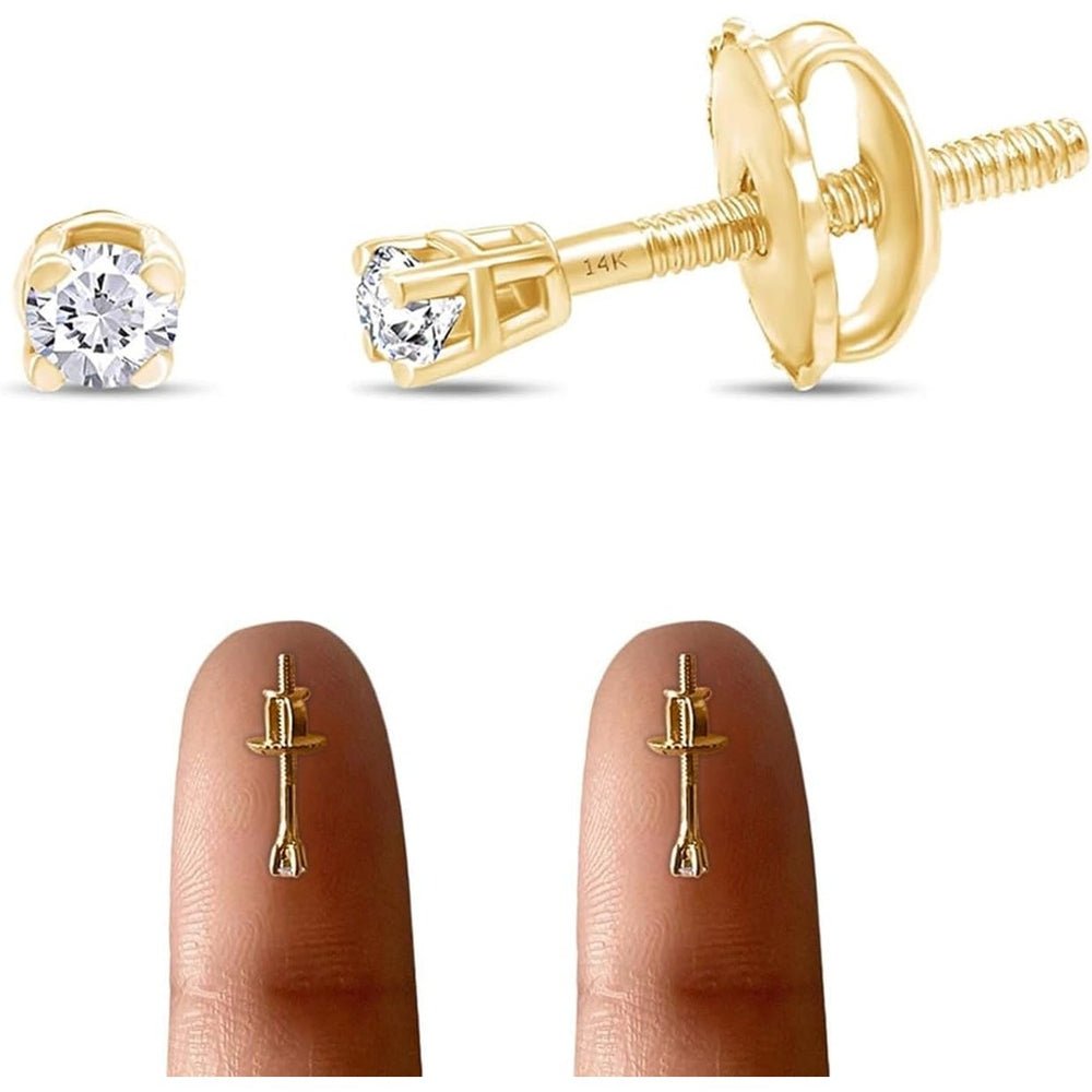 Round Lab Grown or Natural Diamond Stud (IGI Certified 0.70 ct & up) Popular Plus Quality Screw Back Earrings in 14k Solid Gold - Future Jewelry