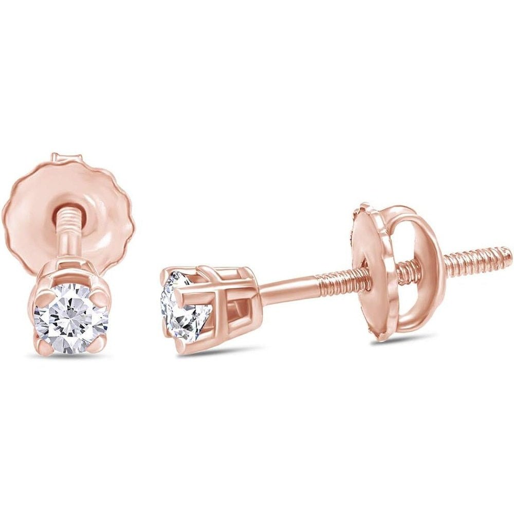 Round Lab Grown or Natural Diamond Stud (IGI Certified 0.70 ct & up) Popular Plus Quality Screw Back Earrings in 14k Solid Gold - Future Jewelry