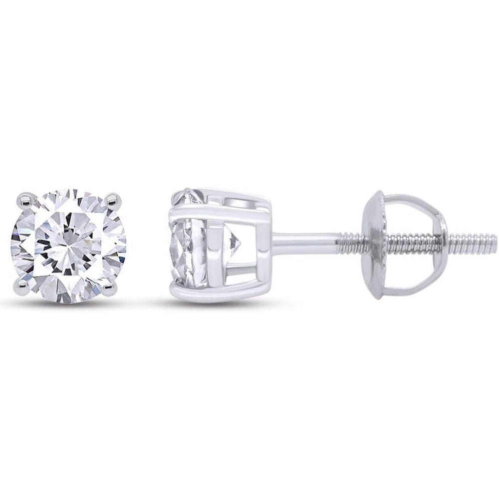 Round Lab Grown or Natural Diamond Stud (IGI Certified 0.70 ct & up) Popular Plus Quality Screw Back Earrings in 14k Solid Gold - Future Jewelry