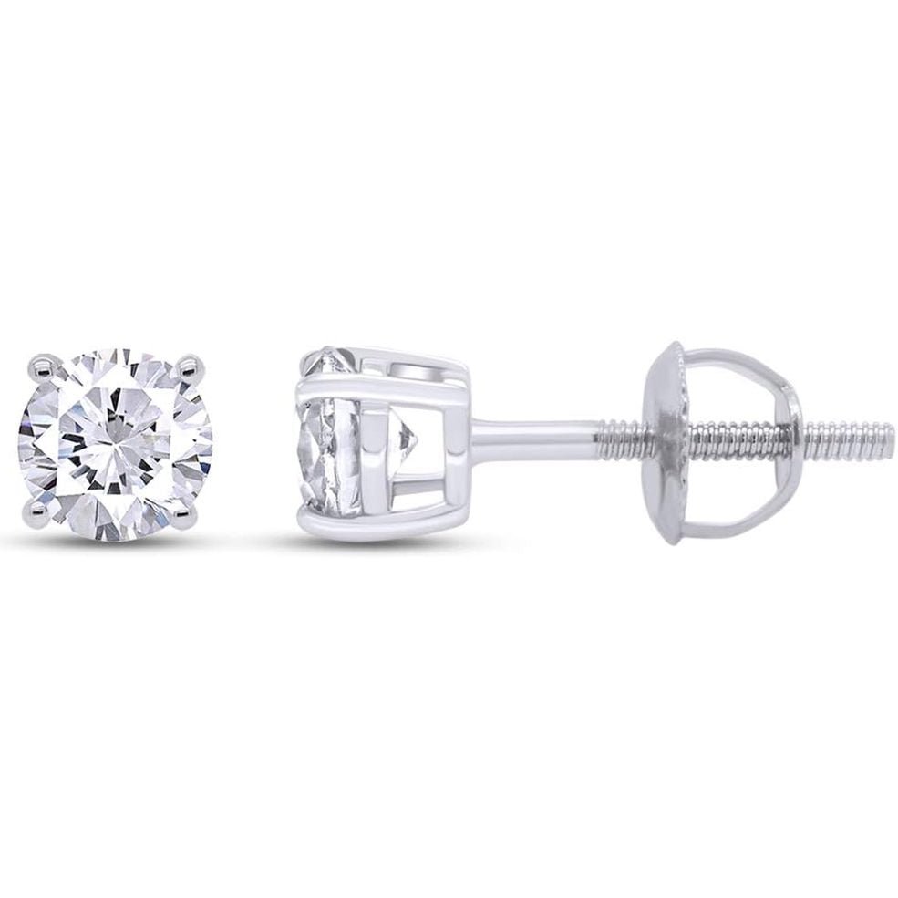 Round Lab Grown or Natural Diamond Stud (IGI Certified 0.70 ct & up) Popular Plus Quality Screw Back Earrings in 14k Solid Gold - Future Jewelry