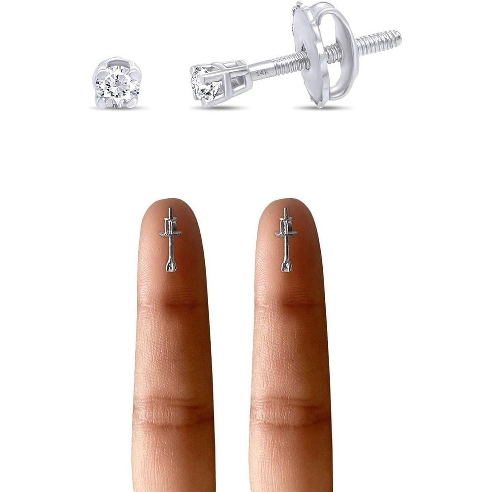 Round Lab Grown or Natural Diamond Stud (IGI Certified 0.70 ct & up) Popular Plus Quality Screw Back Earrings in 14k Solid Gold - Future Jewelry