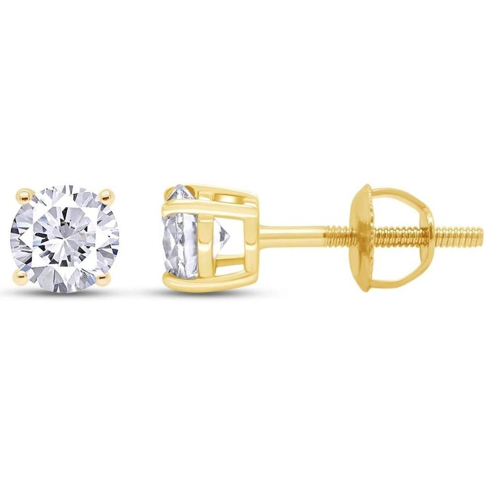 Round Lab Grown or Natural Diamond Stud (IGI Certified 0.70 ct & up) Popular Plus Quality Screw Back Earrings in 14k Solid Gold - Future Jewelry
