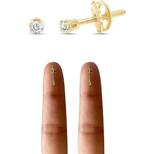 Round Lab Grown or Natural Diamond Stud (IGI Certified 0.70 ct & up) Popular Plus Quality Screw Back Earrings in 14k Solid Gold - Future Jewelry