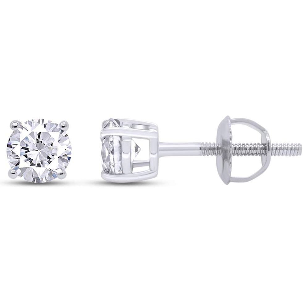 Round Lab Grown or Natural Diamond Stud (IGI Certified 0.70 ct & up) Popular Plus Quality Screw Back Earrings in 14k Solid Gold - Future Jewelry