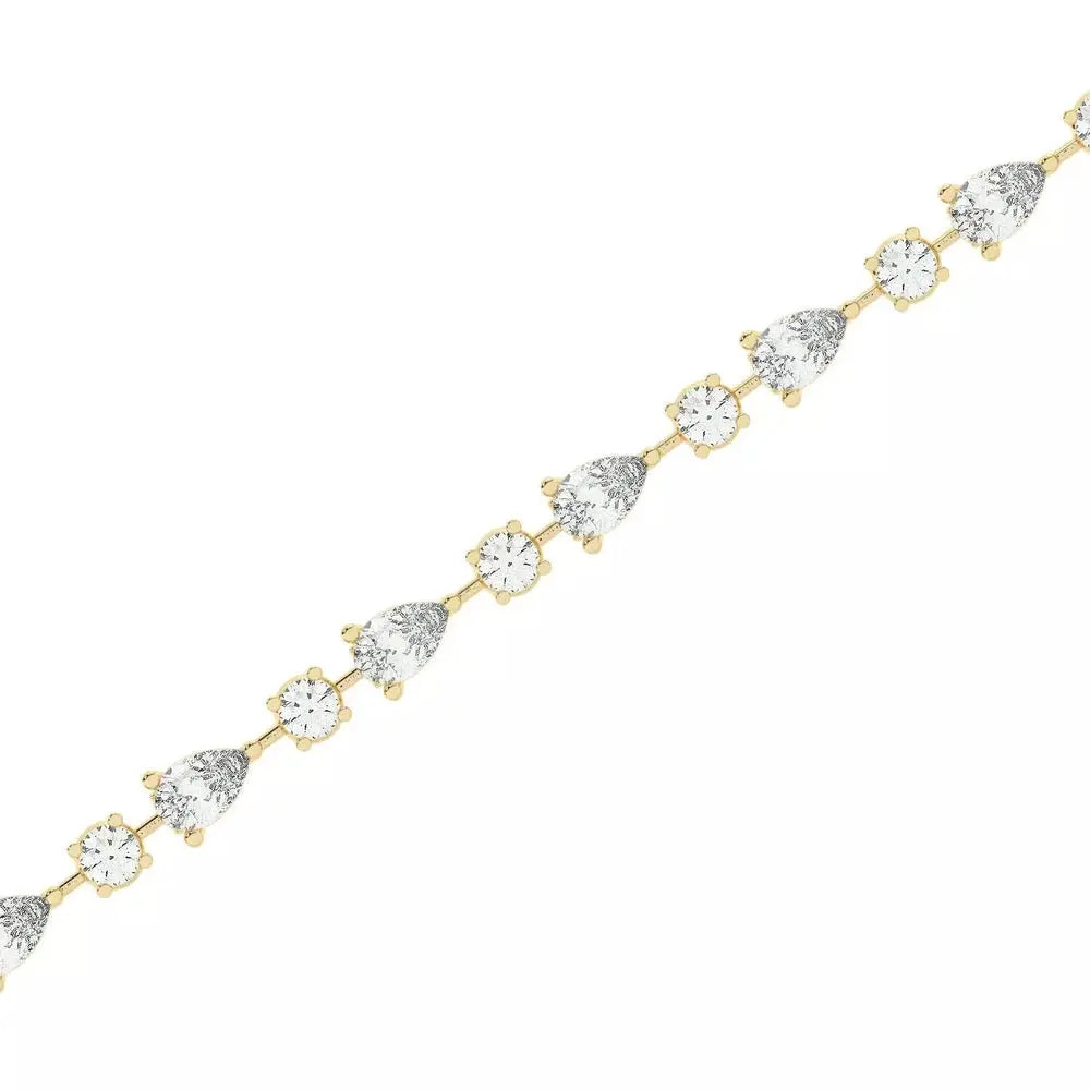 Celestial Harmony Round & Pear Cut LG Diamond Tennis Bracelet – 8.80 Carat, 18K Yellow Gold, Ethical Luxury
