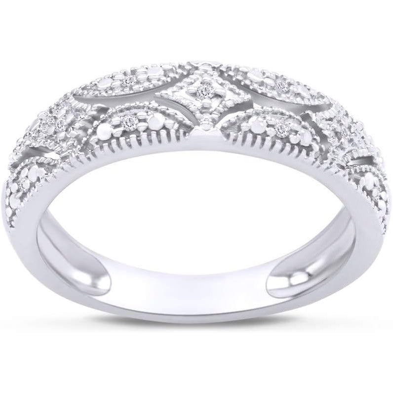 Round Prong Set Lab Grown Diamond, Natural Diamond And Lab Grown Diamond Accent Bridal Wedding Band Ring for her in 14K Gold Over Sterling Silver, Jewelry gift for Women - Future Jewelry