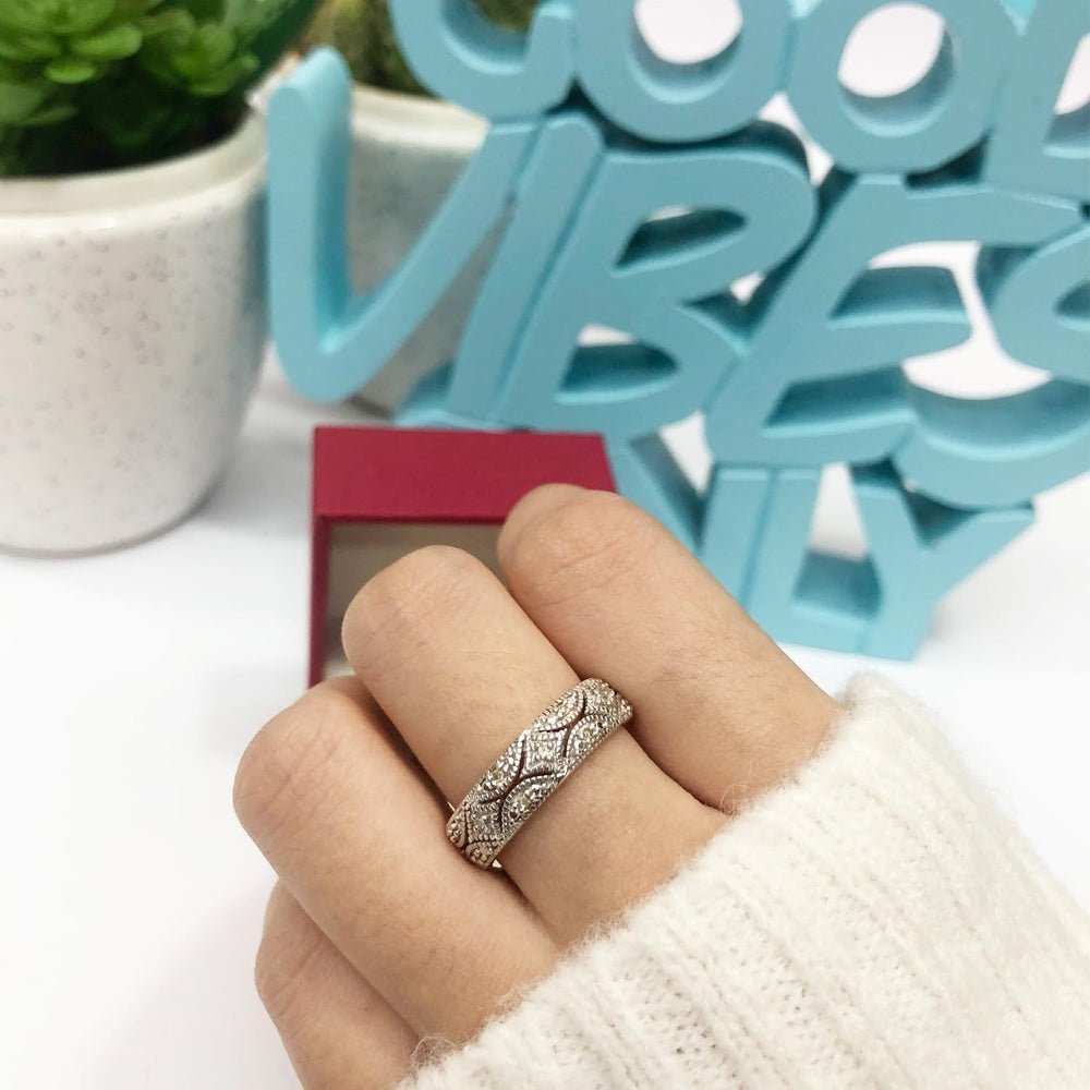 Round Prong Set Lab Grown Diamond, Natural Diamond And Lab Grown Diamond Accent Bridal Wedding Band Ring for her in 14K Gold Over Sterling Silver, Jewelry gift for Women - Future Jewelry