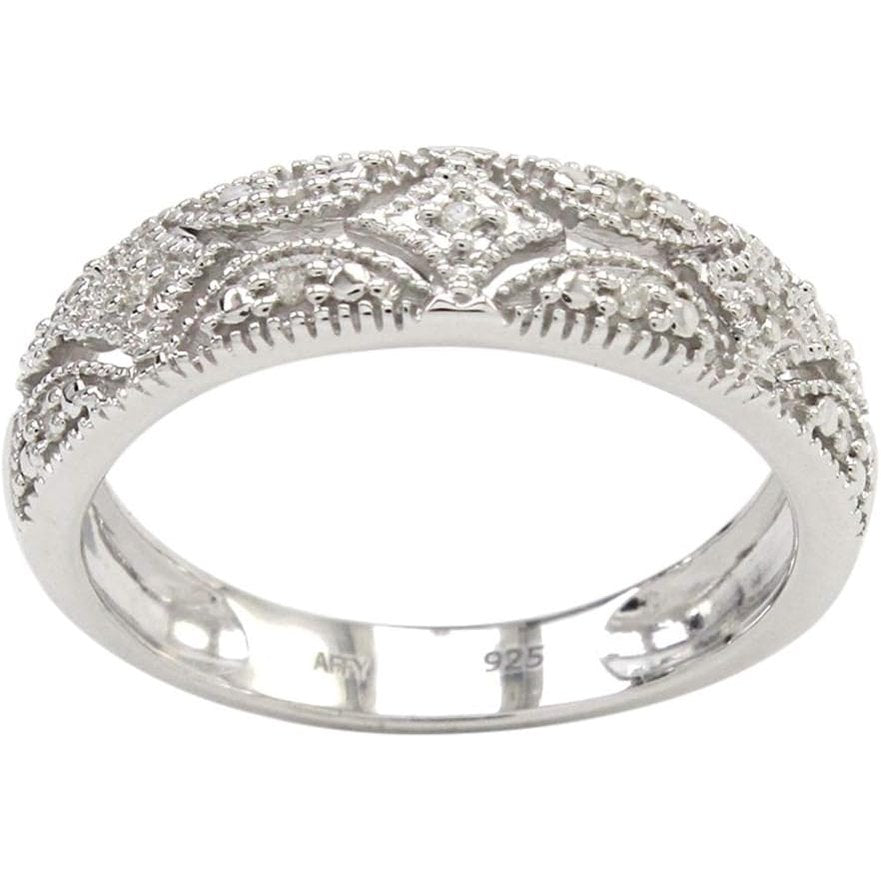 Round Prong Set Lab Grown Diamond, Natural Diamond And Lab Grown Diamond Accent Bridal Wedding Band Ring for her in 14K Gold Over Sterling Silver, Jewelry gift for Women - Future Jewelry