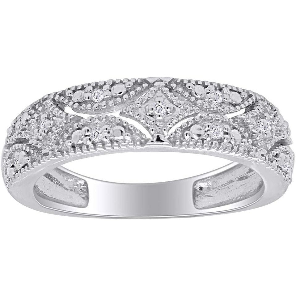Round Prong Set Lab Grown Diamond, Natural Diamond And Lab Grown Diamond Accent Bridal Wedding Band Ring for her in 14K Gold Over Sterling Silver, Jewelry gift for Women - Future Jewelry