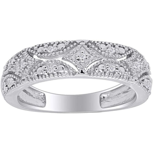 Round Prong Set Lab Grown Diamond, Natural Diamond And Lab Grown Diamond Accent Bridal Wedding Band Ring for her in 14K Gold Over Sterling Silver, Jewelry gift for Women - Future Jewelry