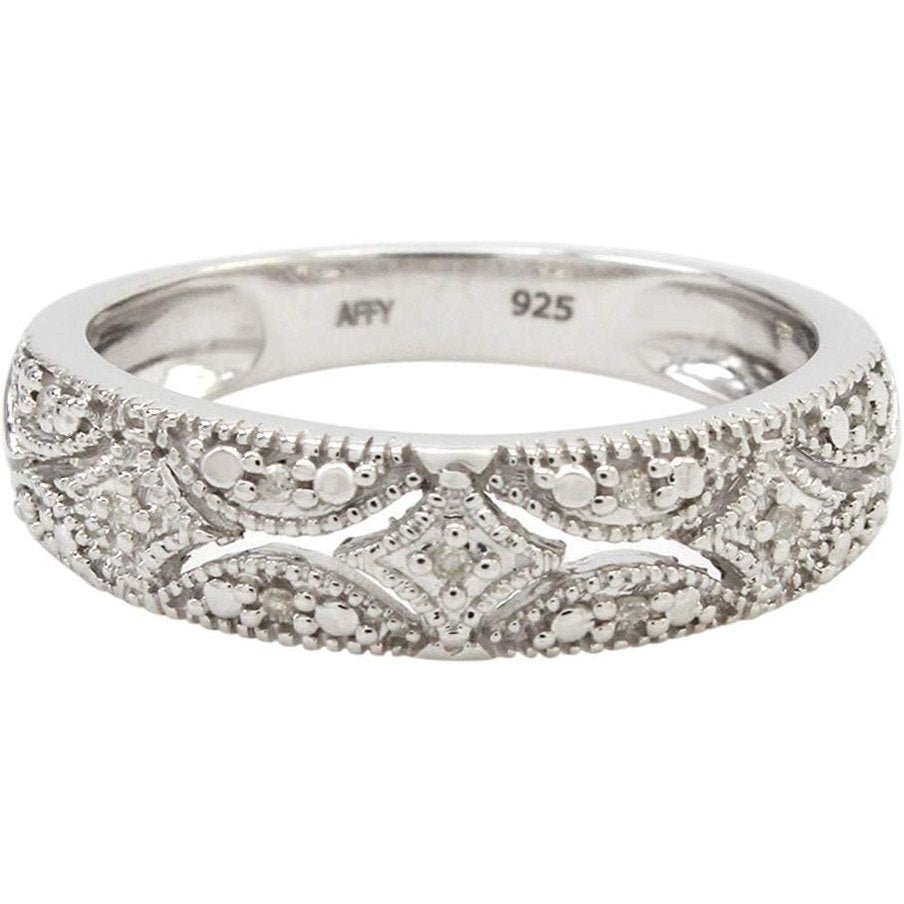 Round Prong Set Lab Grown Diamond, Natural Diamond And Lab Grown Diamond Accent Bridal Wedding Band Ring for her in 14K Gold Over Sterling Silver, Jewelry gift for Women - Future Jewelry