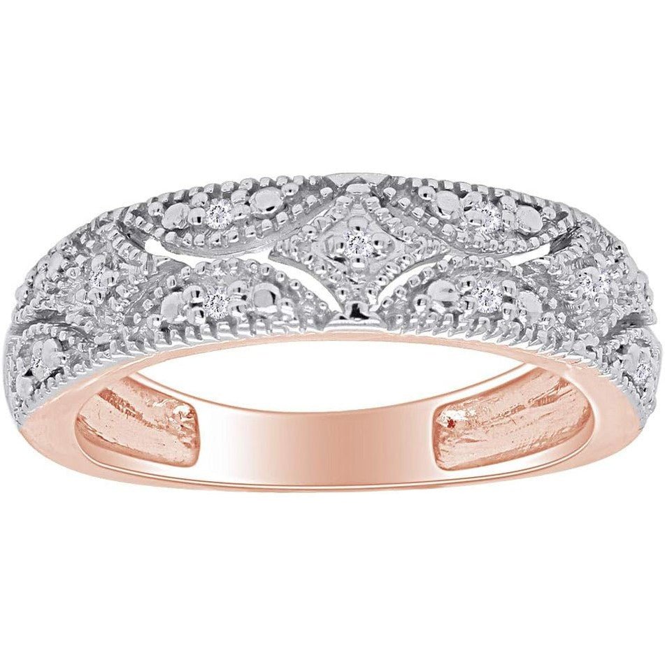 Round Prong Set Lab Grown Diamond, Natural Diamond And Lab Grown Diamond Accent Bridal Wedding Band Ring for her in 14K Gold Over Sterling Silver, Jewelry gift for Women - Future Jewelry