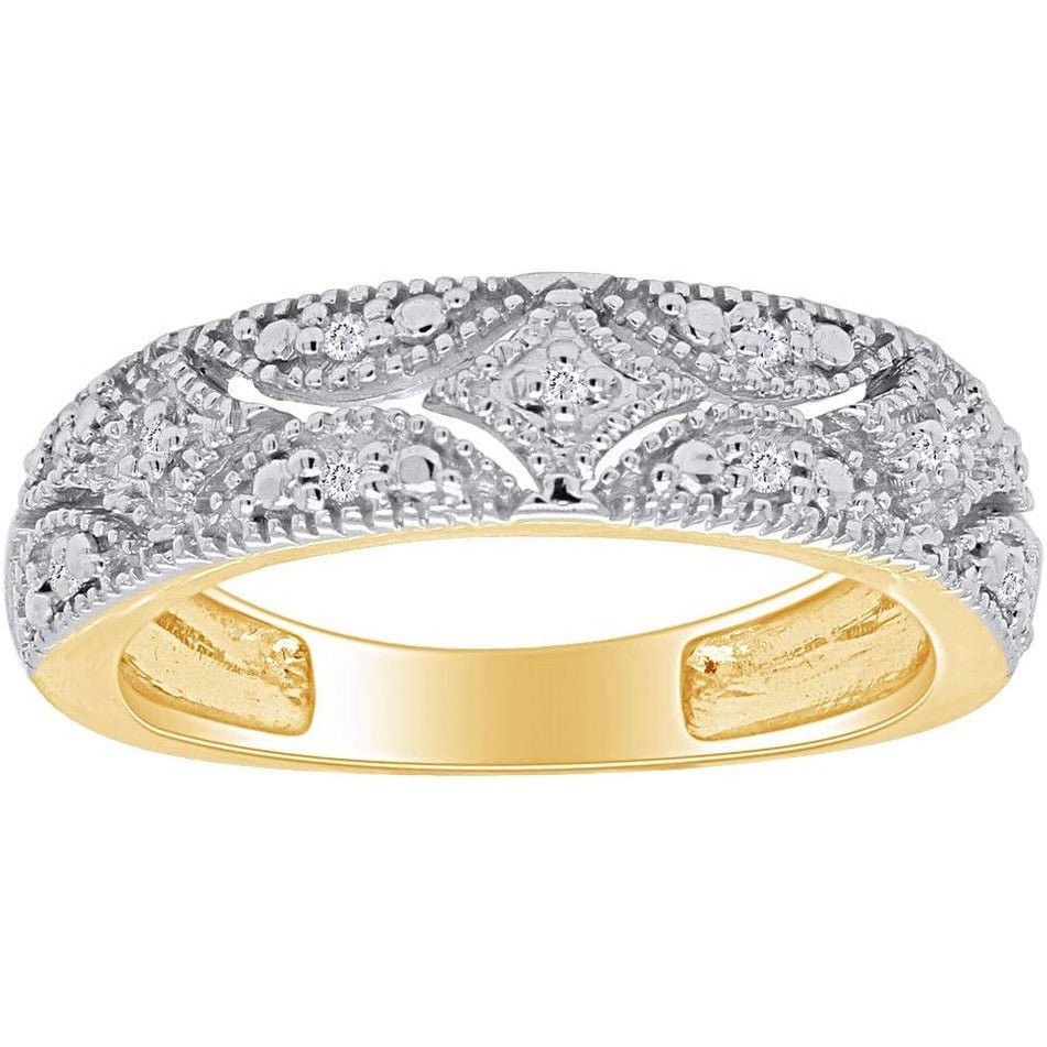 Round Prong Set Lab Grown Diamond, Natural Diamond And Lab Grown Diamond Accent Bridal Wedding Band Ring for her in 14K Gold Over Sterling Silver, Jewelry gift for Women - Future Jewelry