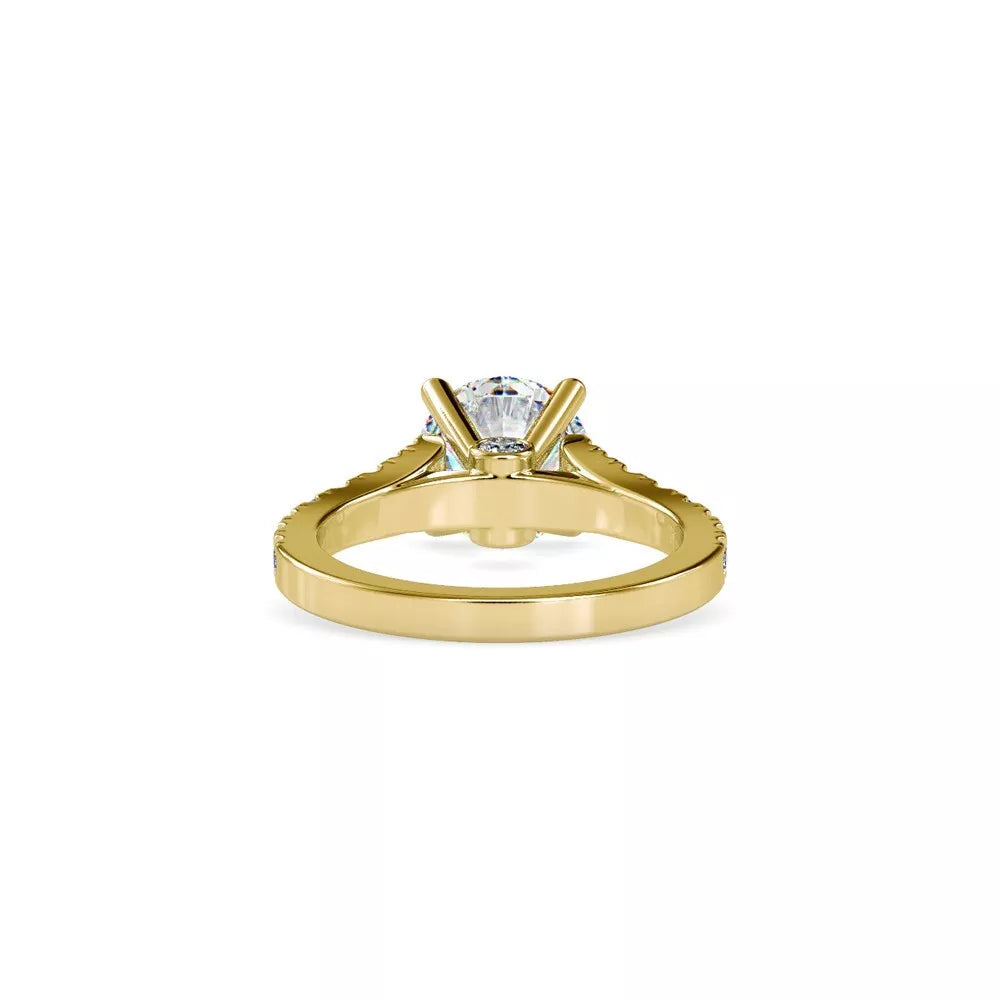 2.91 Carat Round-Cut Solar Diamond Engagement Ring – Certified, 14K Gold