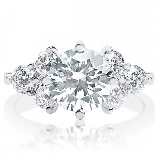 2.10 Carat Lab Grown Diamond Engagement Ring IGI Certified Round Cut in 14k White, Yellow, or Rose Gol