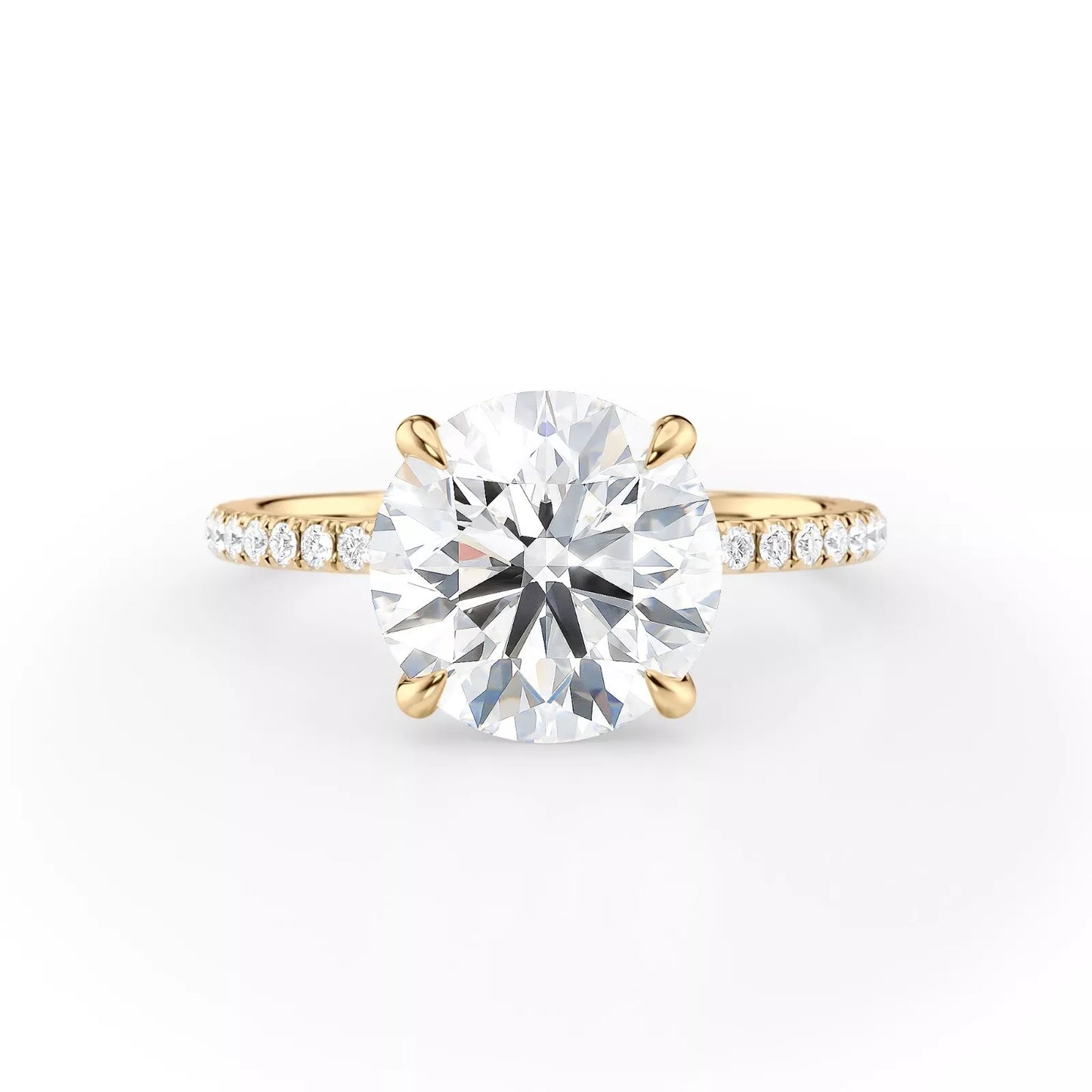 Hidden Halo Lab Grown Diamond Engagement Ring with Pavé Band
