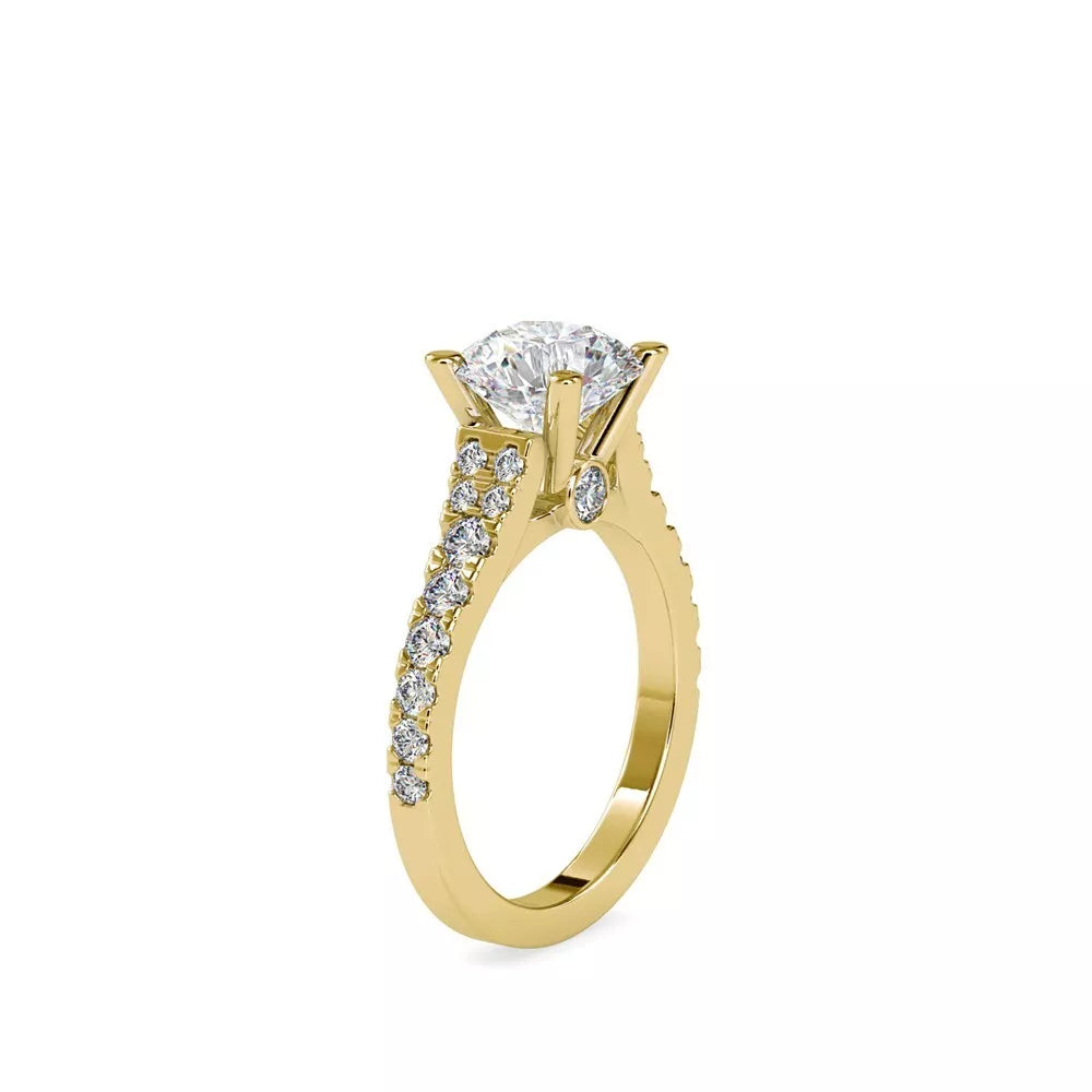 2.91 Carat Round-Cut Solar Diamond Engagement Ring – Certified, 14K Gold