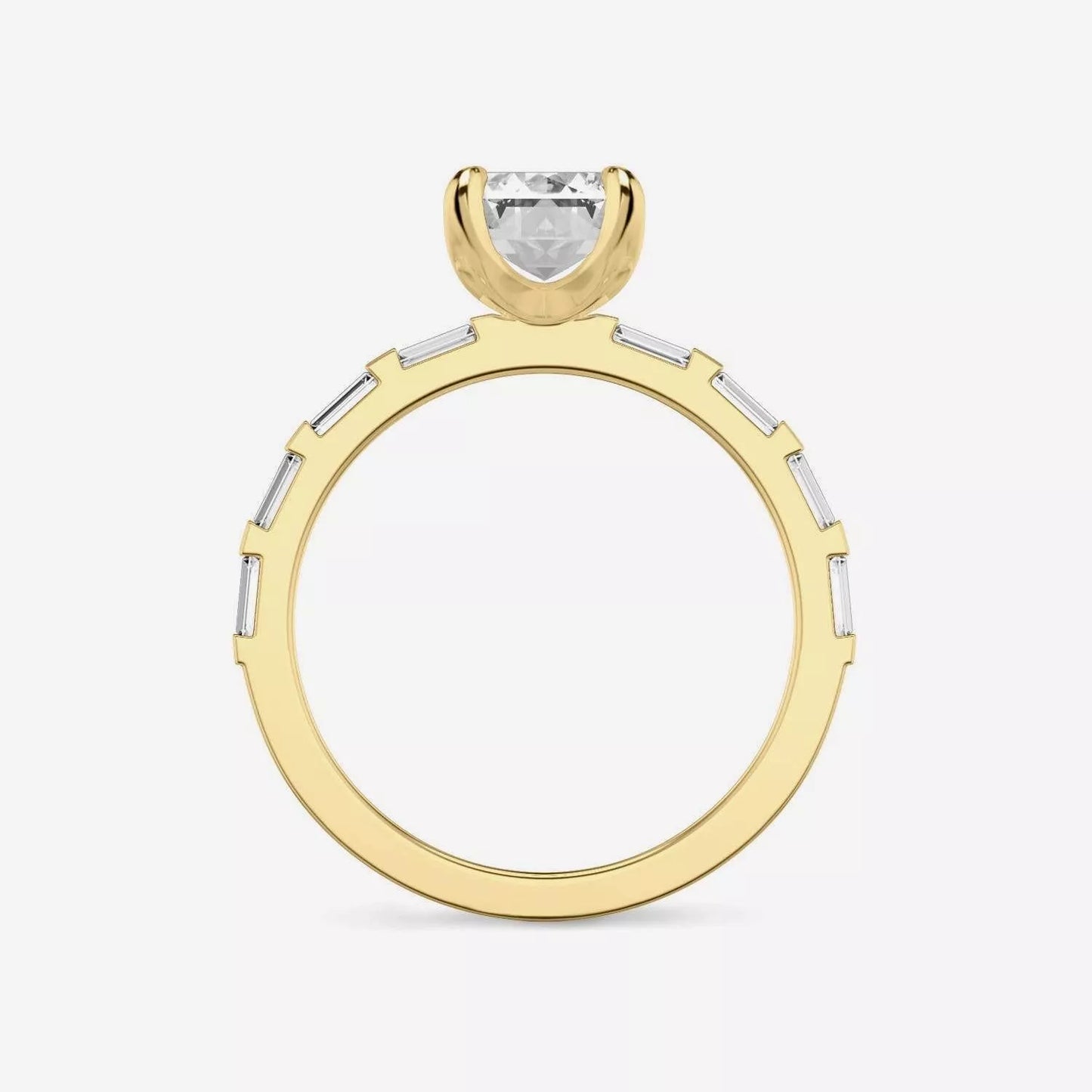 14k Yellow Gold 3 Carat Emerald-Cut Diamond Engagement Ring