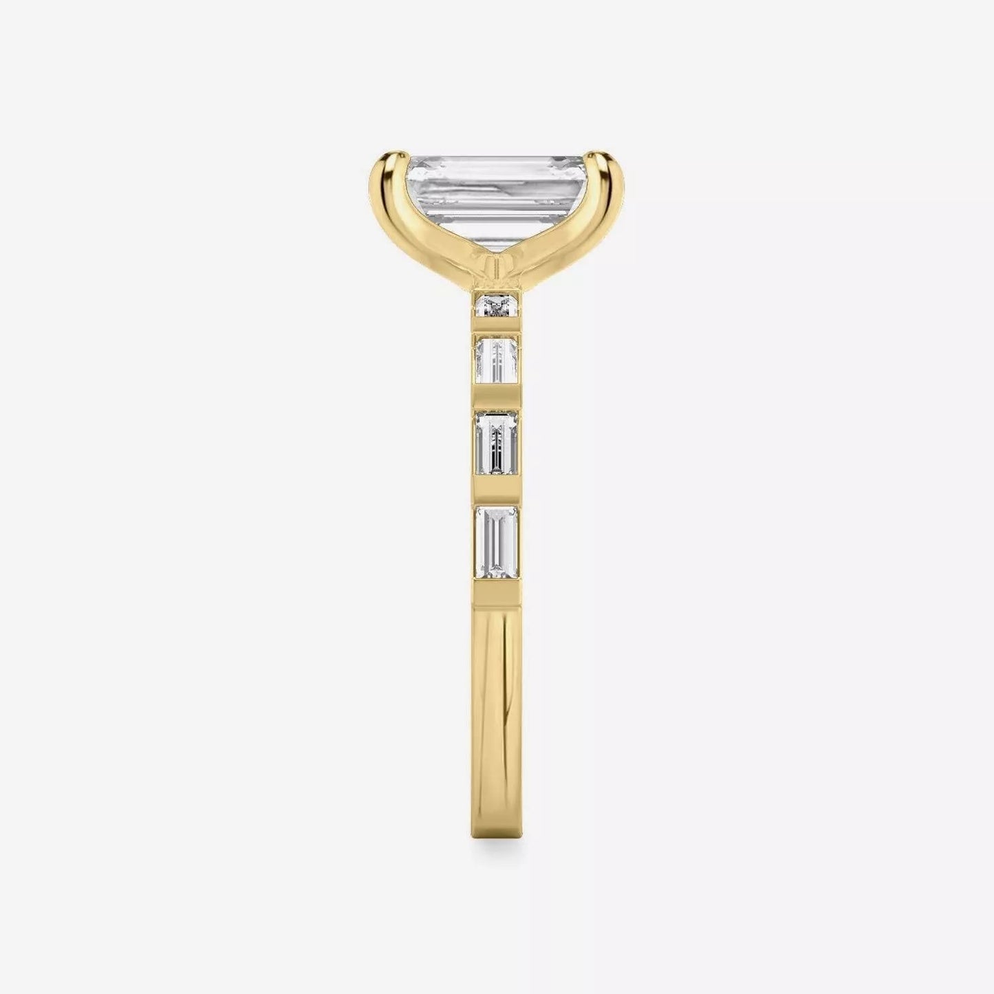 14k Yellow Gold 3 Carat Emerald-Cut Diamond Engagement Ring