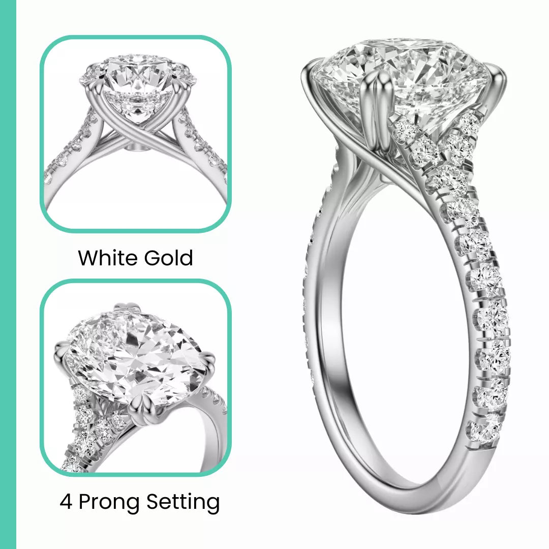 IGI Certified 2.40 Carat Round E VS1 Lab Grown Diamond Ring White Gold 14k