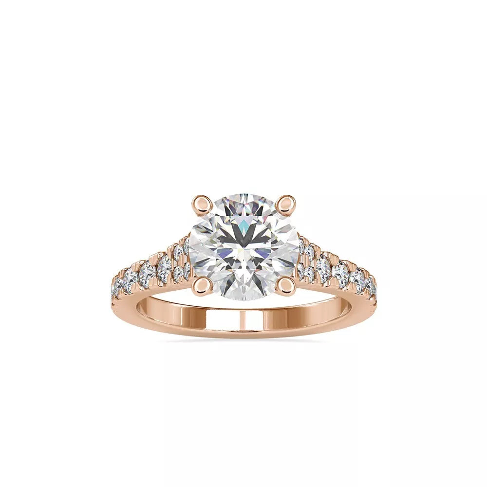 2.91 Carat Round-Cut Solar Diamond Engagement Ring – Certified, 14K Gold
