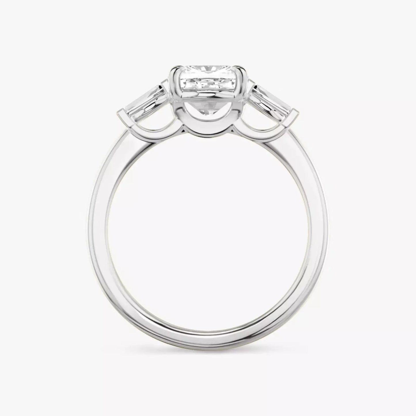 3 Carat Cushion-Cut Lab-Created Diamond Three-Stone Engagement Ring in 14k White Gold
