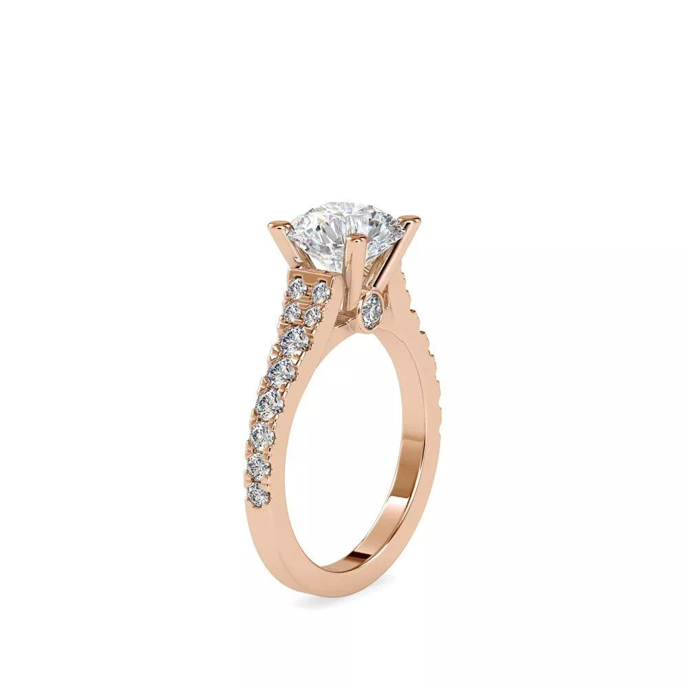 2.91 Carat Round-Cut Solar Diamond Engagement Ring – Certified, 14K Gold