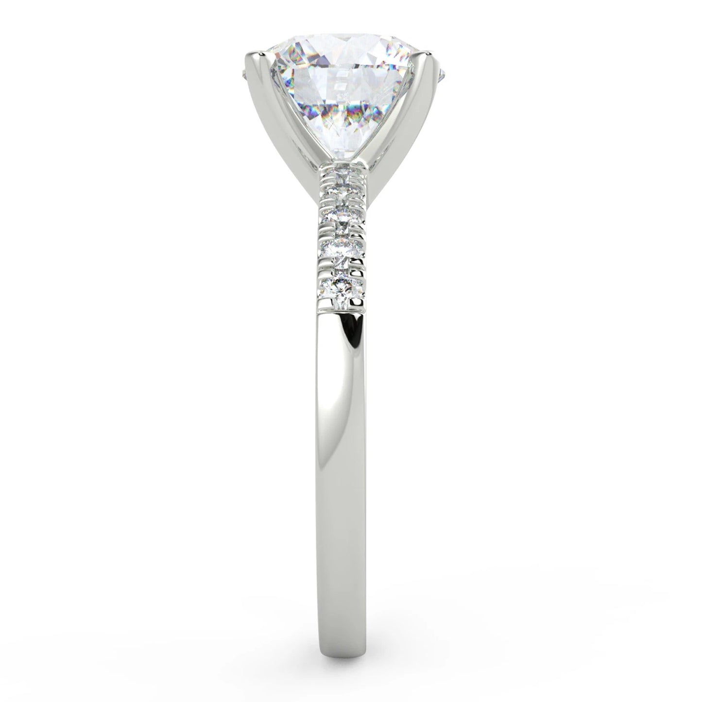 2.15 Ct Round Cut VS2/E Solitaire Pave Diamond Engagement Ring 14K White Gold
