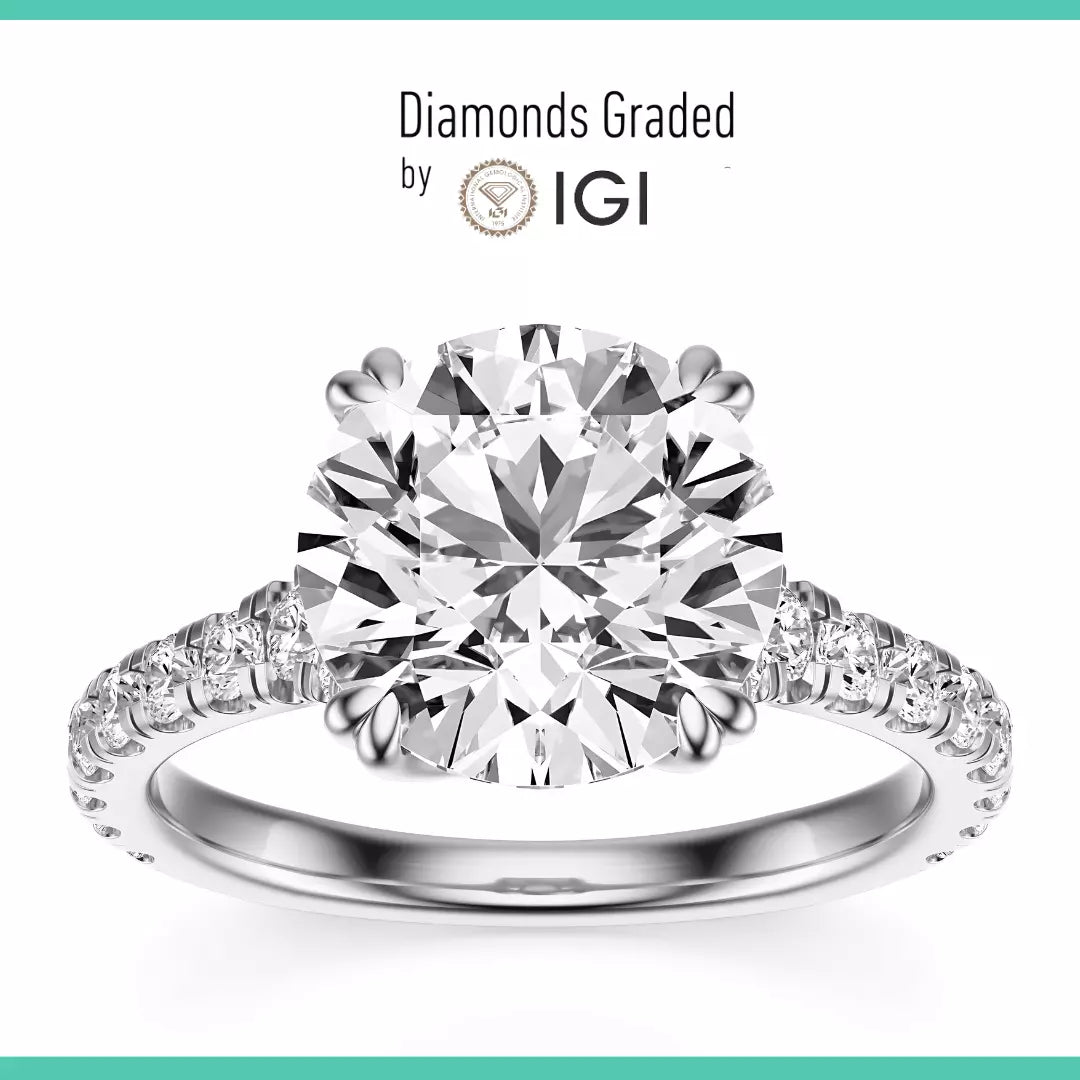 IGI Certified 2.40 Carat Round E VS1 Lab Grown Diamond Ring White Gold 14k