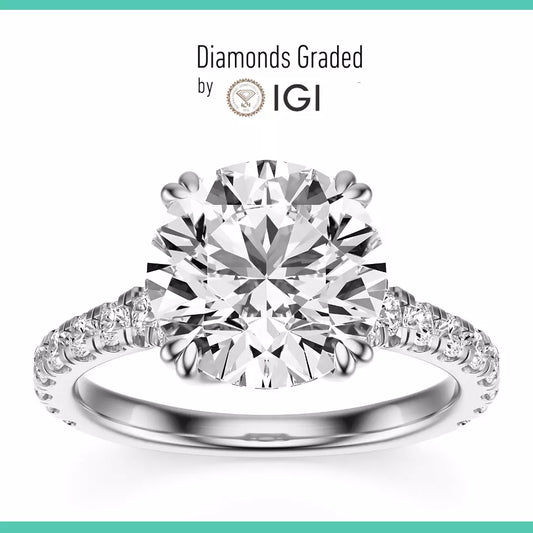 IGI Certified 2.40 Carat Round E VS1 Lab Grown Diamond Ring White Gold 14k