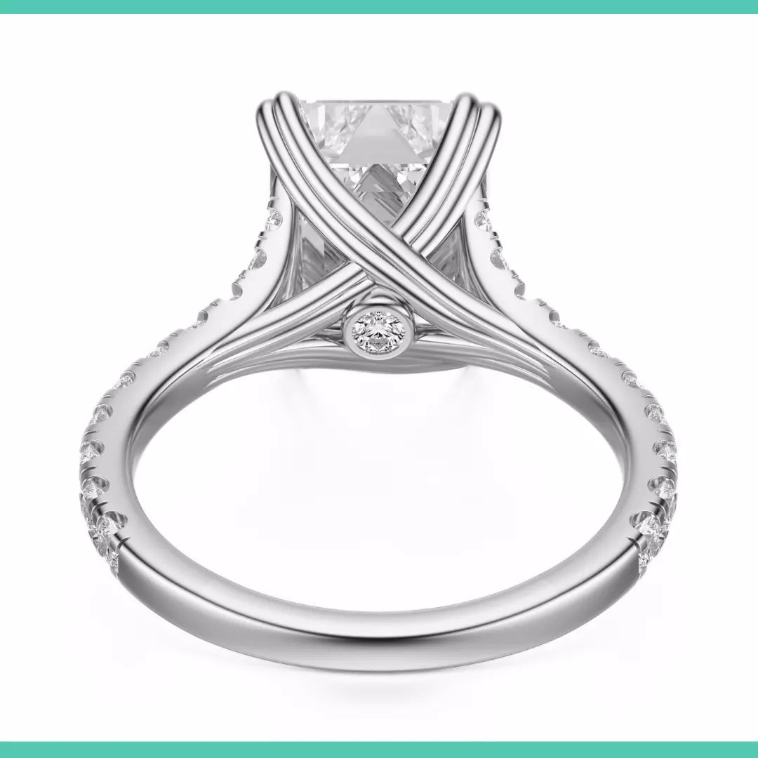 2.50 Carat Emerald-Cut Solar Diamond Engagement Ring – Certified, 14K White Gold