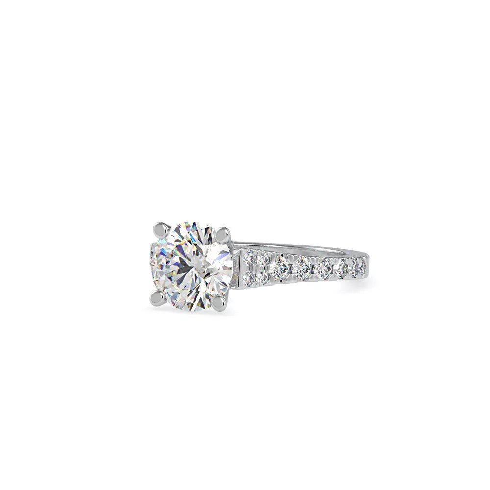 2.91 Carat Round-Cut Solar Diamond Engagement Ring – Certified, 14K Gold
