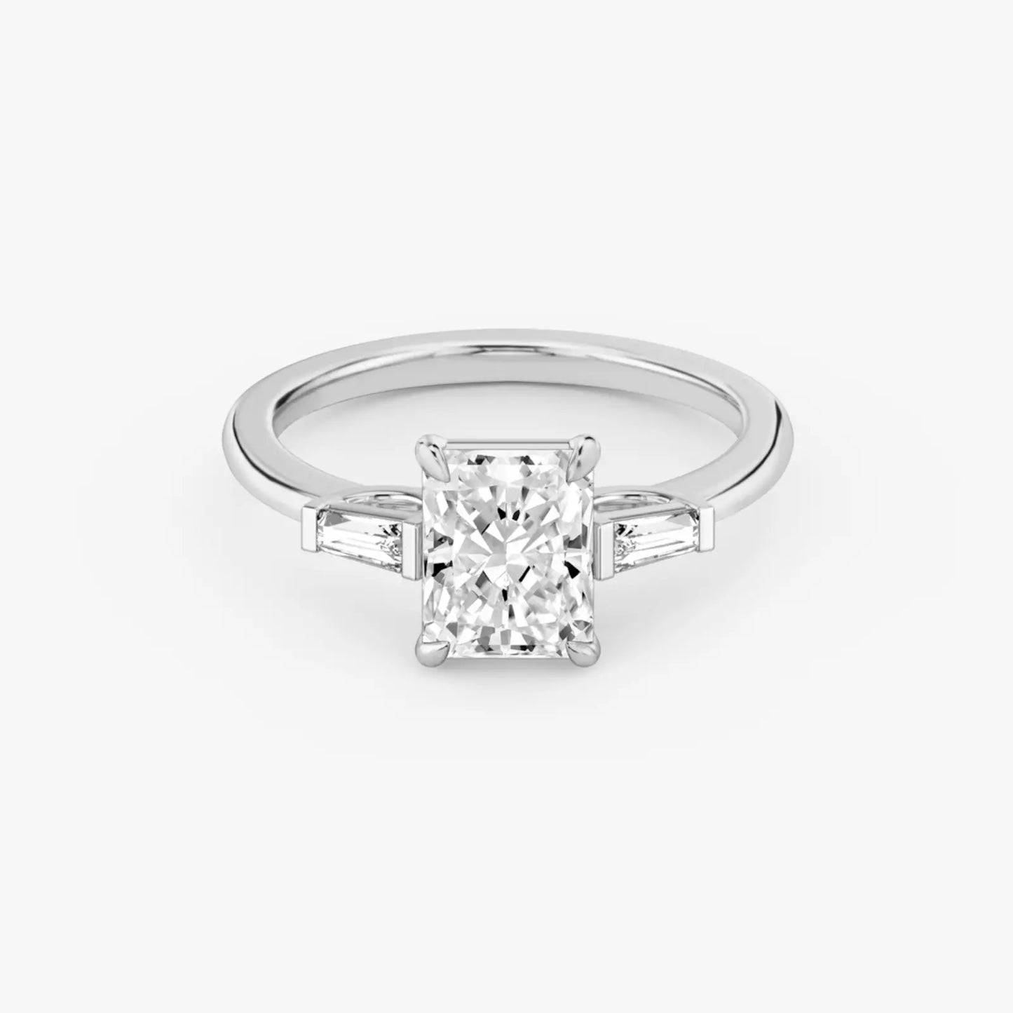 3 Carat Radiant Cut Lab-Created Diamond Three-Stone Engagement Ring in 14k White Gold